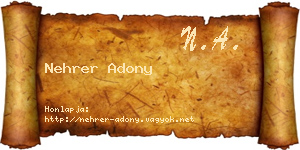 Nehrer Adony névjegykártya